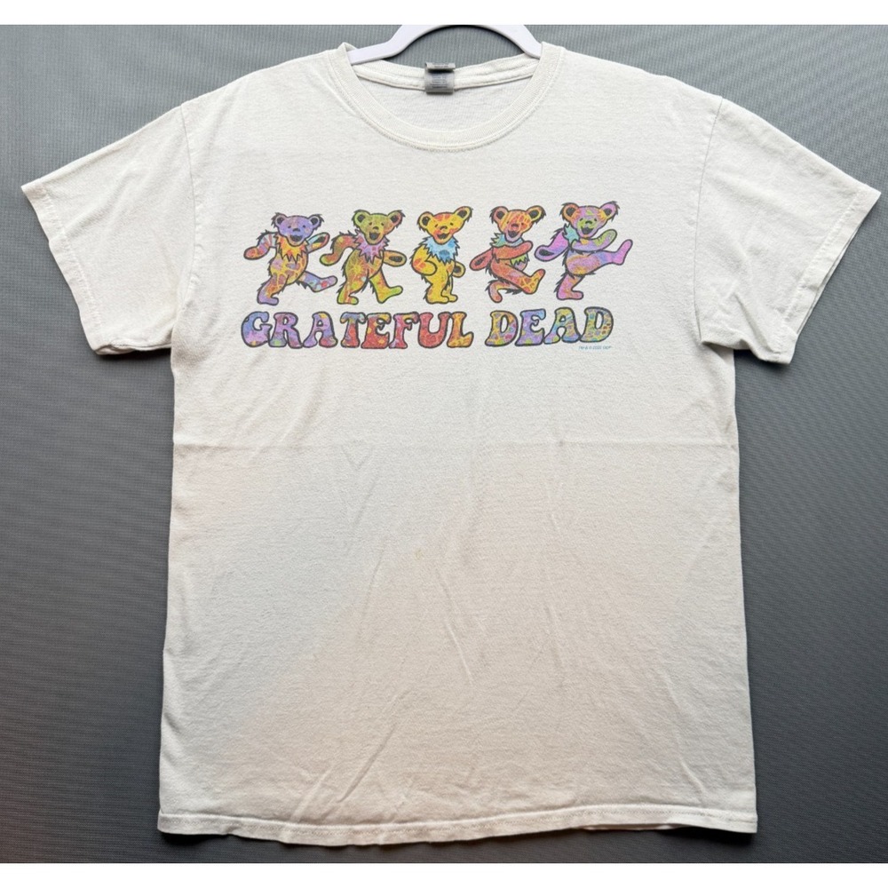 Grateful Dead Dancing Bears T Shirt Off White Band Graphic Tee | Unisex Men's M